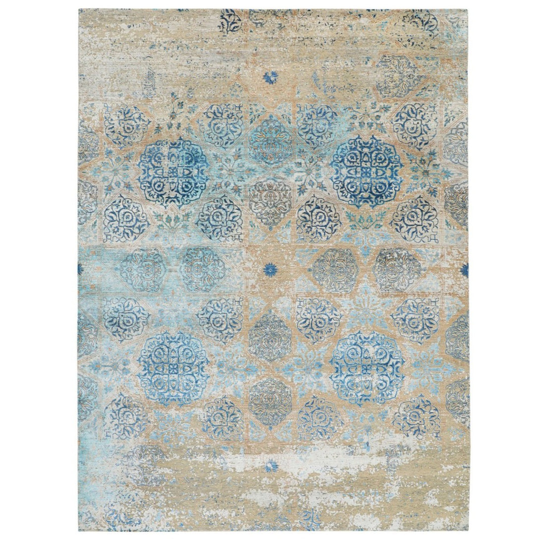 8'10"x12'0" | Broken Turquoise | Wool and Silk | 21285