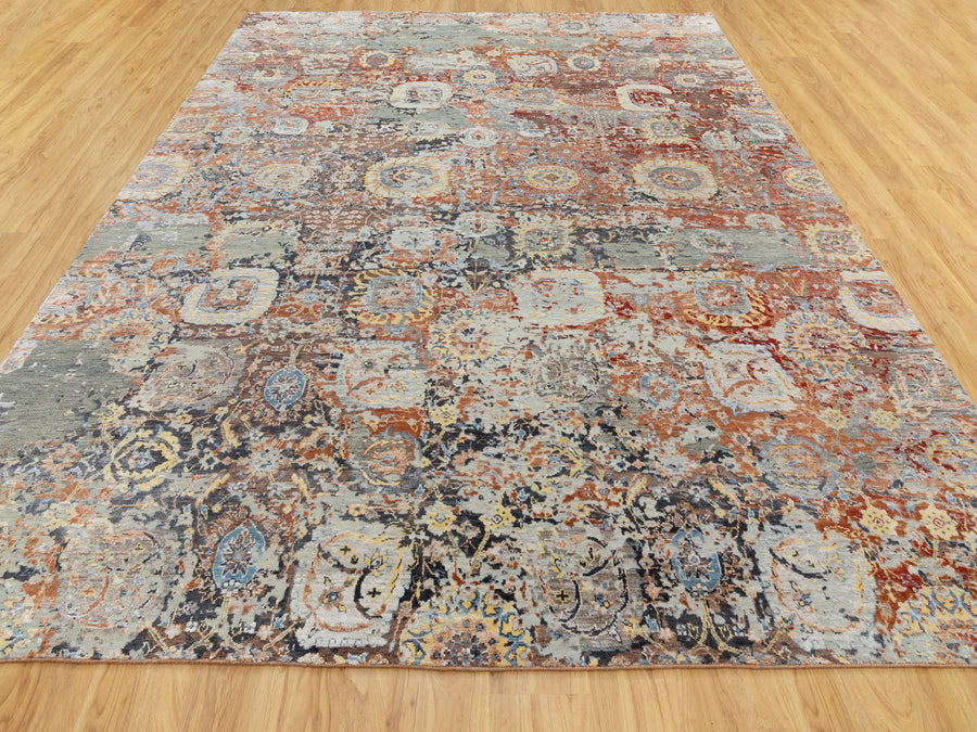 9'0" x 12'0" | Colorful Erased | Wool and Silk | 21670
