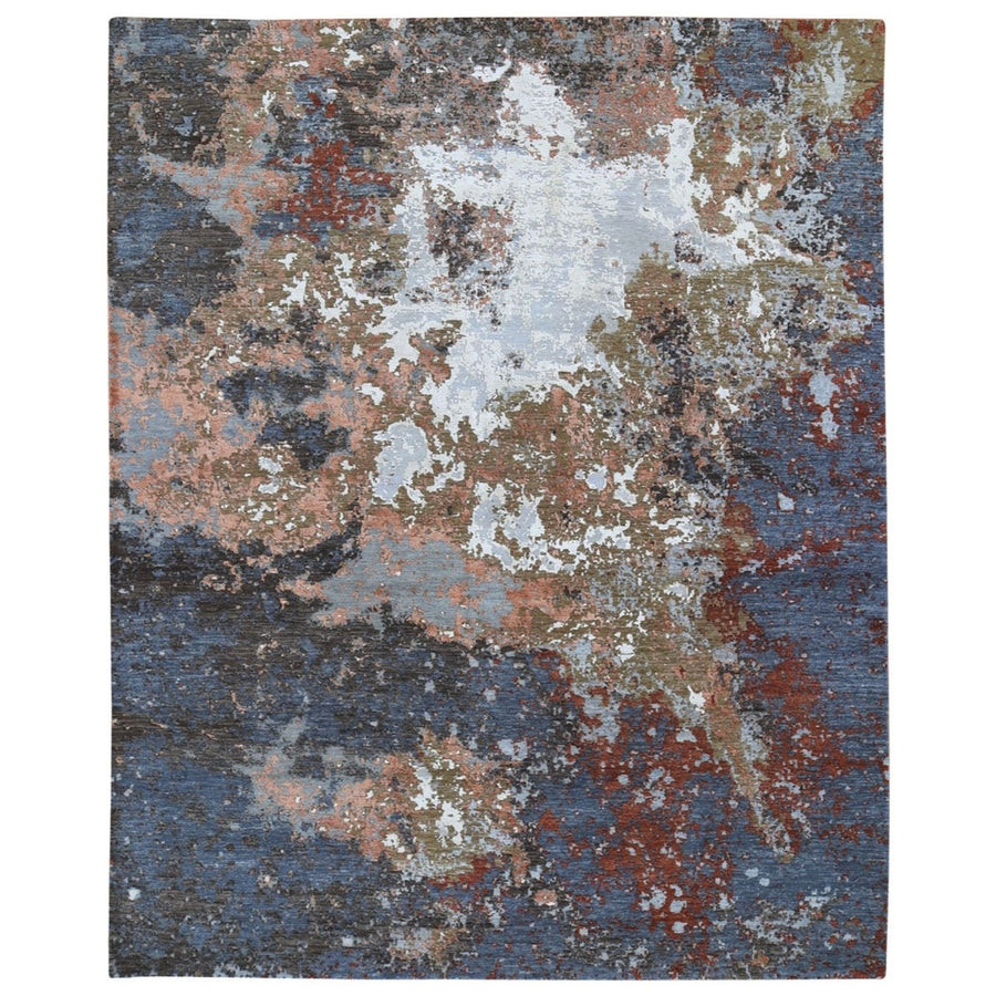 8'0" x 10'0" | Grey Abstract | Wool and Silk | 23124