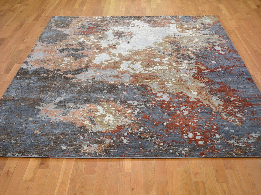 8'0" x 10'0" | Grey Abstract | Wool and Silk | 23124