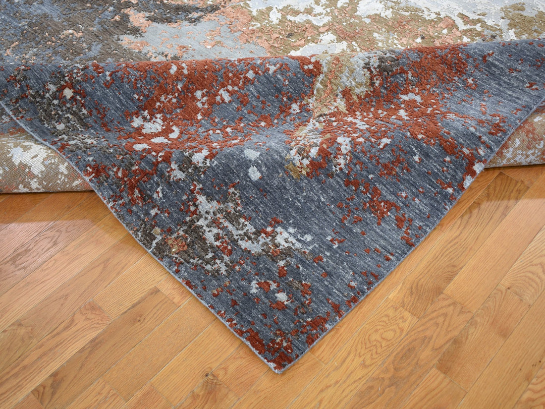 8'0" x 10'0" | Grey Abstract | Wool and Silk | 23124