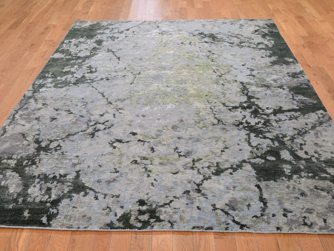 6'2" x 9'1" | Green Abstract | Wool and Silk | 24580