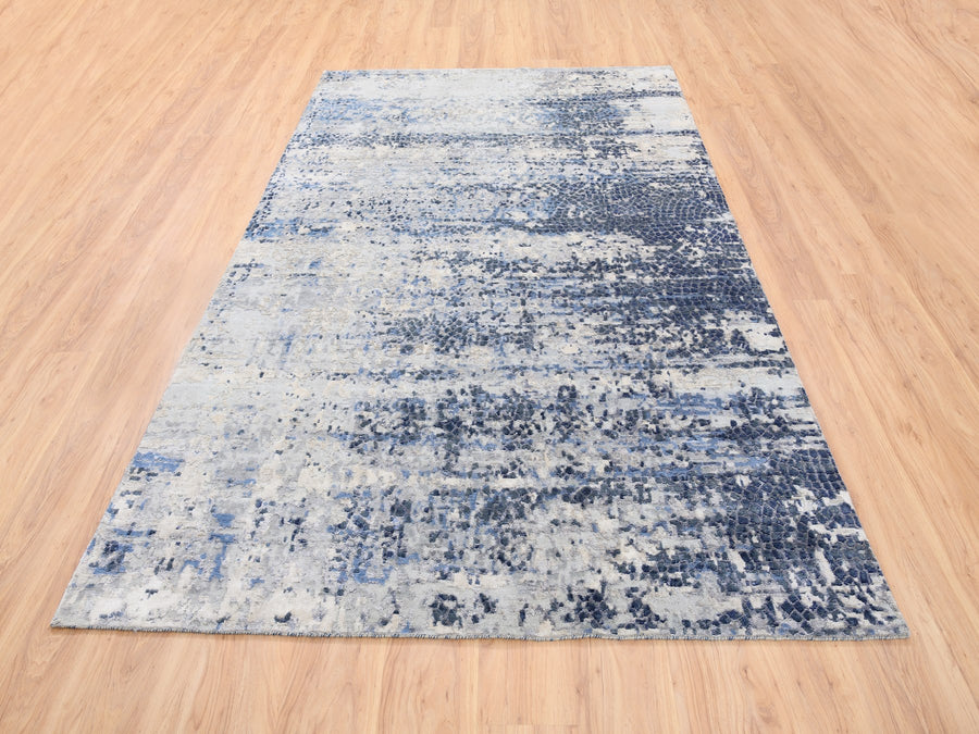 6'0"x 9'0" | Blue Mosaic | Wool and Silk | 24583