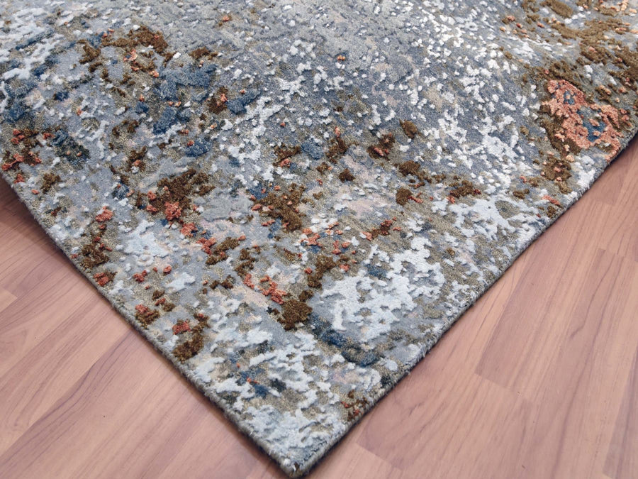 9'1" x 12'1" | Grey Copper Abstract | Wool and Silk | 24621