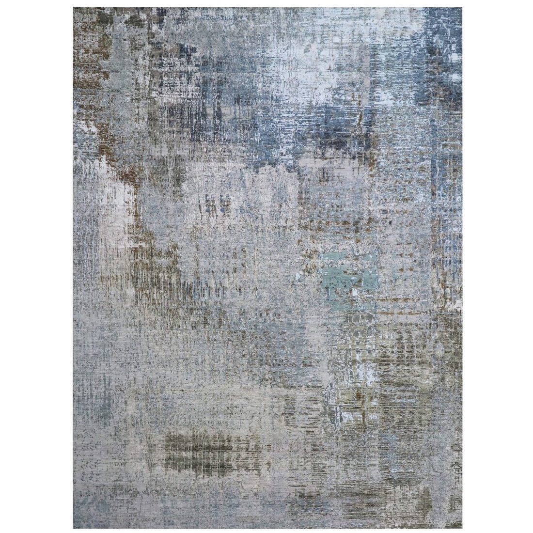 9'0" x 12'3" | Grey Sage Abstract | Wool and Silk | 24622