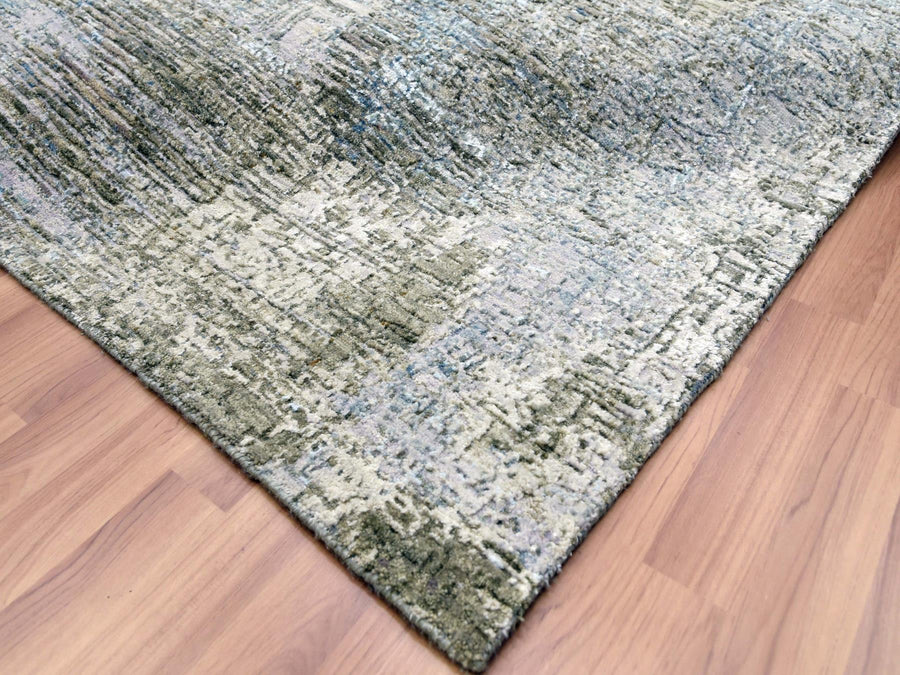 9'0" x 12'3" | Grey Sage Abstract | Wool and Silk | 24622
