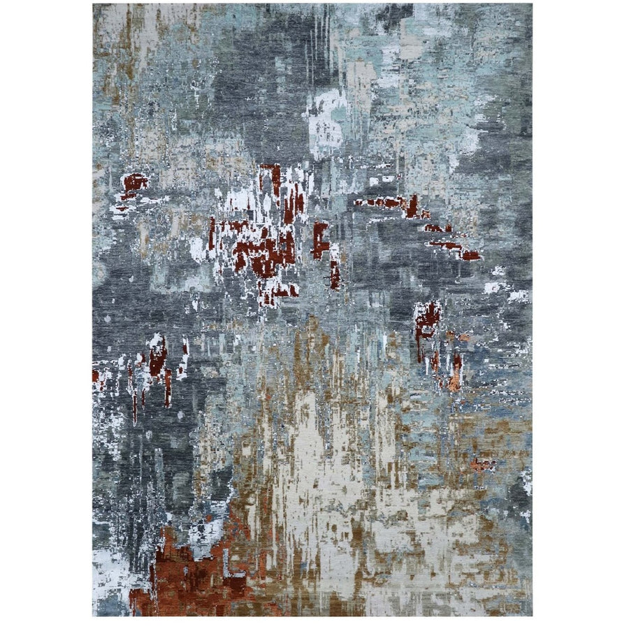 9'0" x 12'6" | Slate Rust Abstract | Wool and Silk | 24623