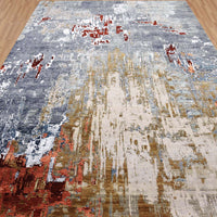 9'0" x 12'6" | Slate Rust Abstract | Wool and Silk | 24623