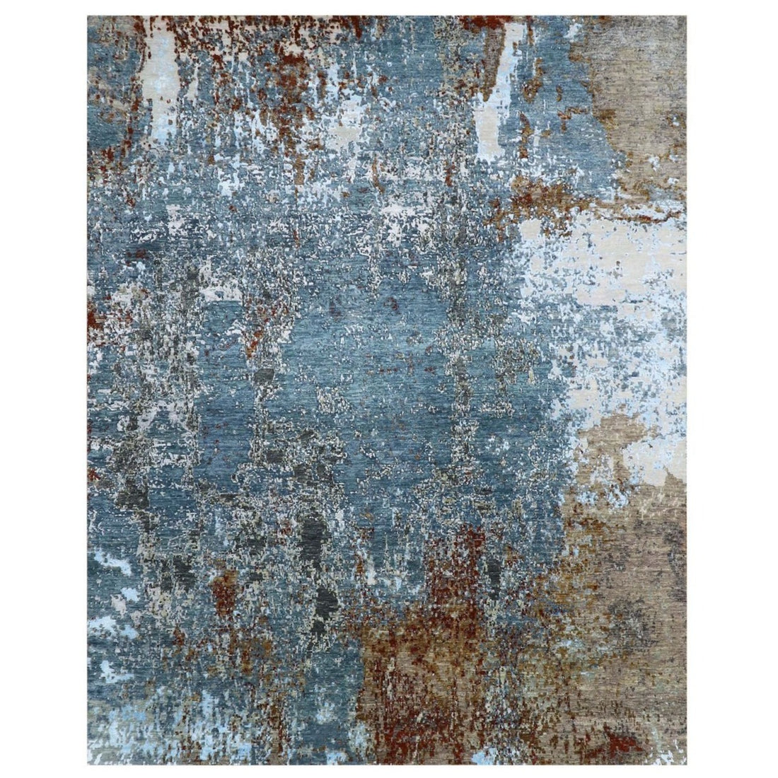 8'1" x 10'1" | Slate Rust Abstract | Wool and Silk | 24625