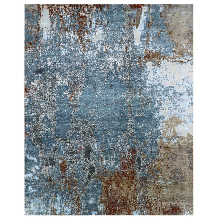 8'1" x 10'1" | Slate Rust Abstract | Wool and Silk | 24625