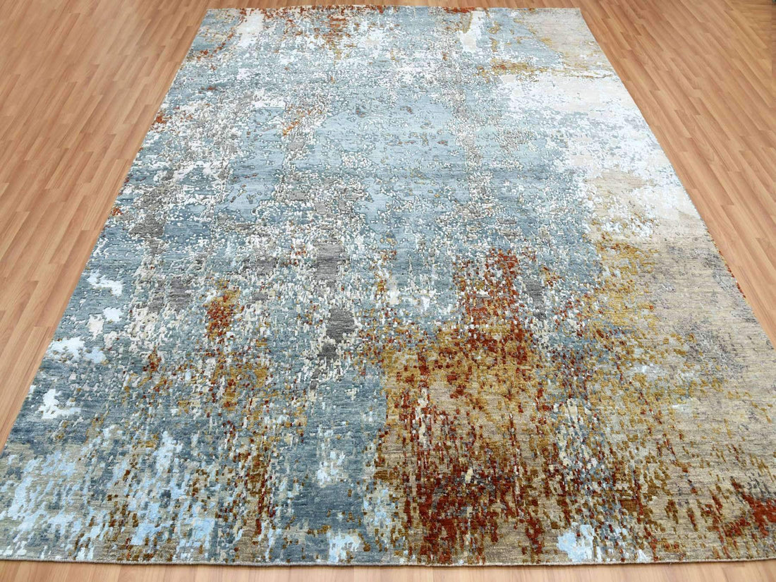 8'1" x 10'1" | Slate Rust Abstract | Wool and Silk | 24625