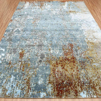 8'1" x 10'1" | Slate Rust Abstract | Wool and Silk | 24625