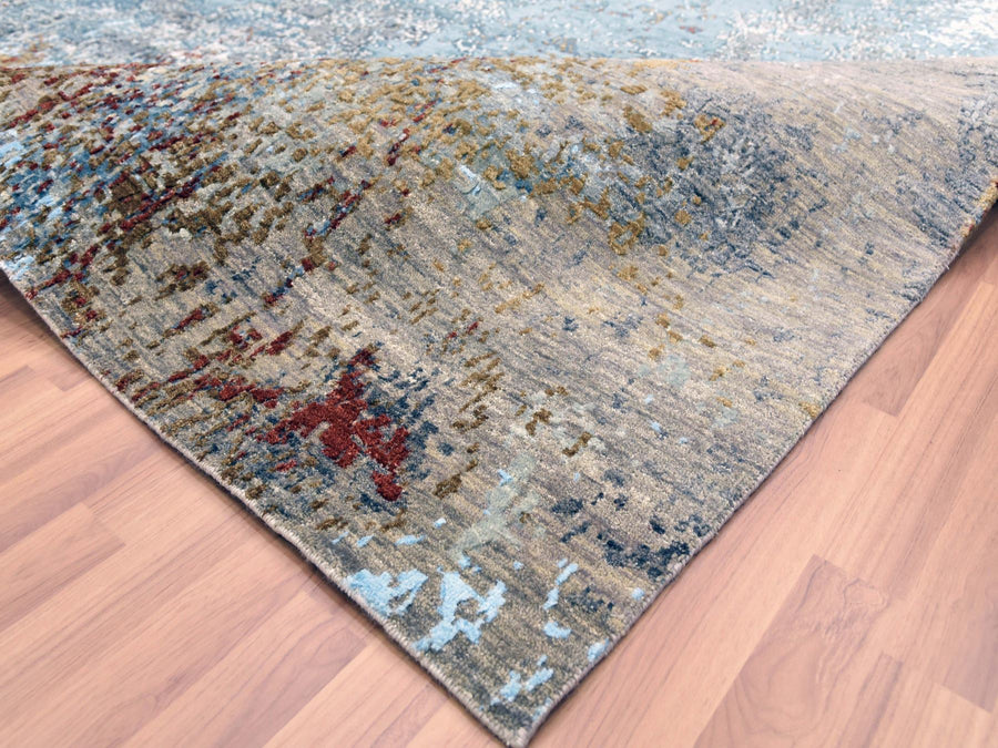 8'1" x 10'1" | Slate Rust Abstract | Wool and Silk | 24625