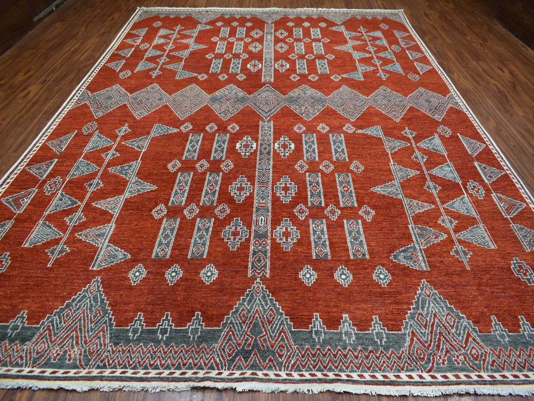 10'0" x 13'7" | Rust Berber Rug | Wool | 24626