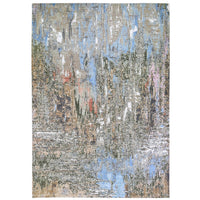 10'0" x 14'0" | Blue Green Abstract Rug | Wool and Silk | 24628