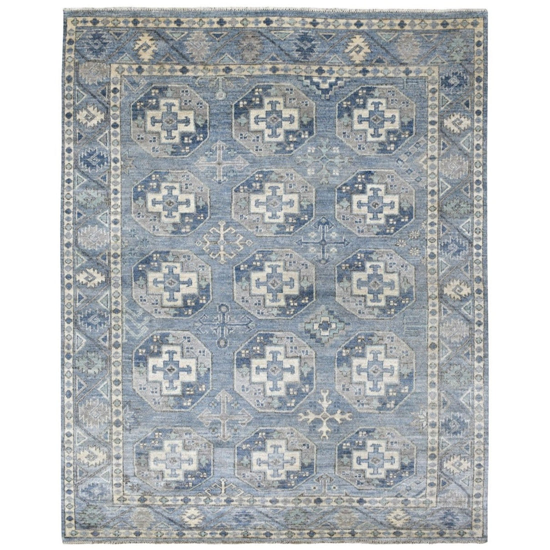 8'0" x 9'9" | Blue Ersari Tribal Rug | Wool | 24631