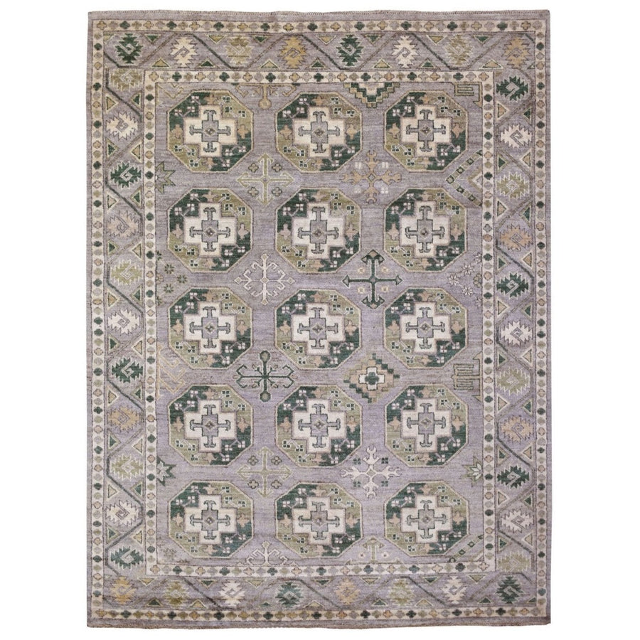 7'9" x 10'0" | Grey Green Tribal Rug | Wool | 24632