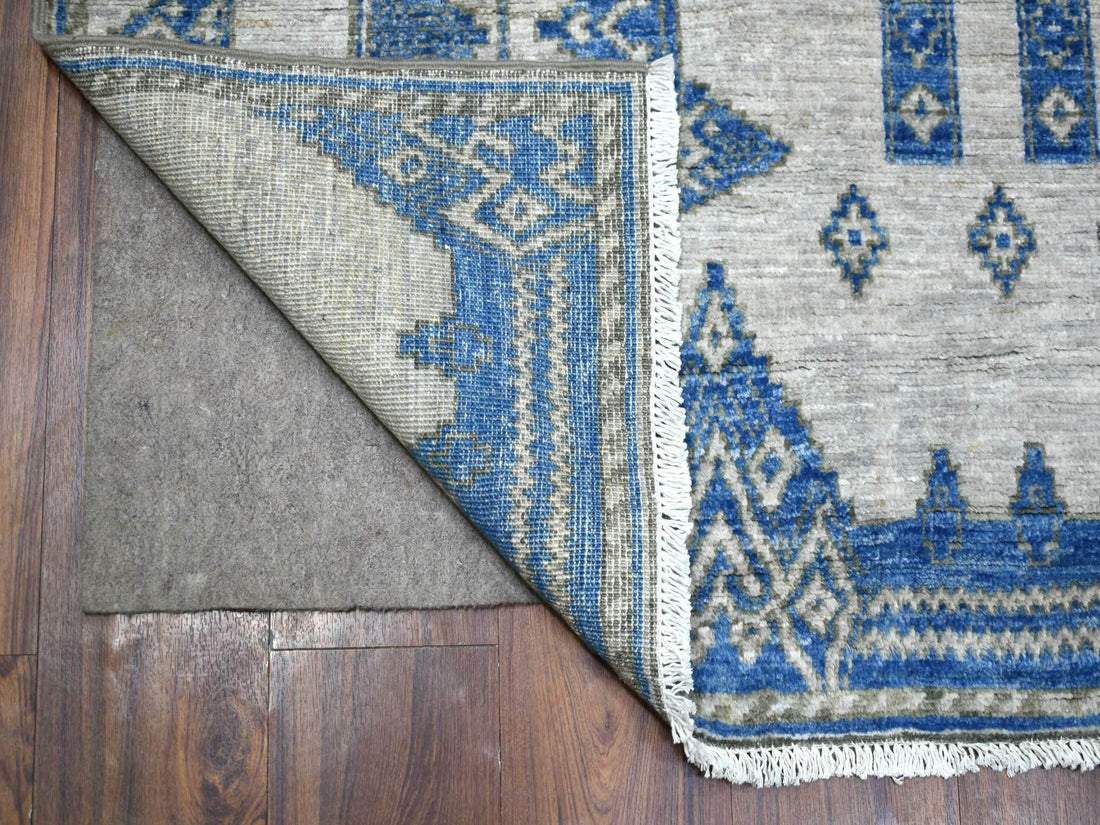 8'1" x 9'10" | Blue Erased Rug | Wool and Silk | 24633