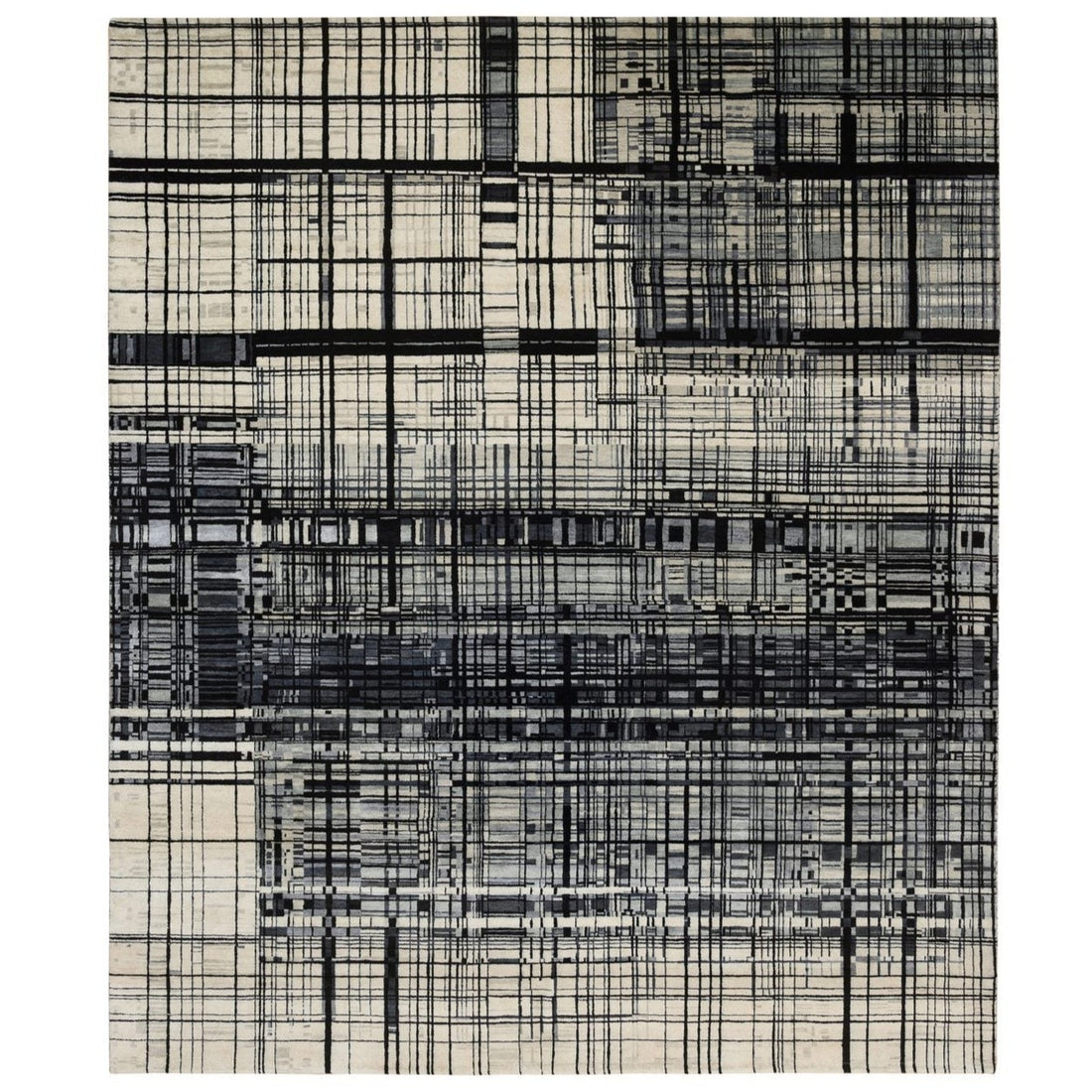 8'2" x 9'9" | Geo Lines Design Rug | Wool | 24640