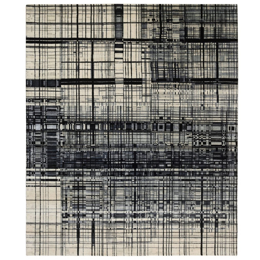 8'2" x 9'9" | Geo Lines Design Rug | Wool | 24640