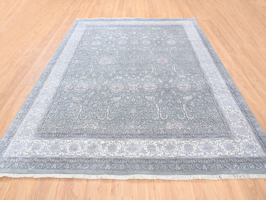 8'0" x 10'0" | Grey Transitional Persian | Wool and Silk | 24645