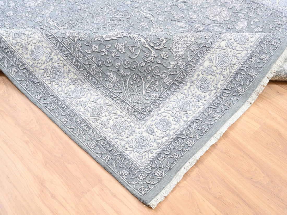 8'0" x 10'0" | Grey Transitional Persian | Wool and Silk | 24645