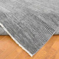 8'2" x 10'4" | Charcoal Dark Grass Design | Wool and Silk | 24649