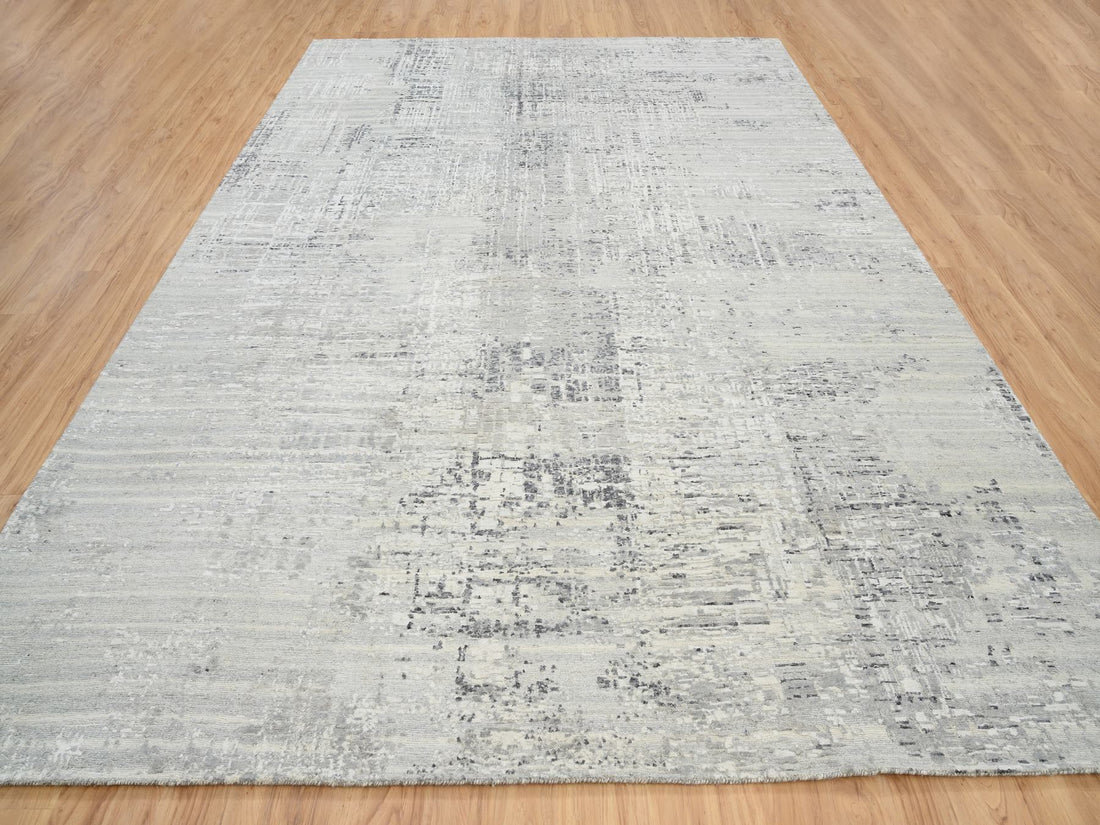 9'0" x 12'1" | Undyed Abstract Rug | Wool | 24652