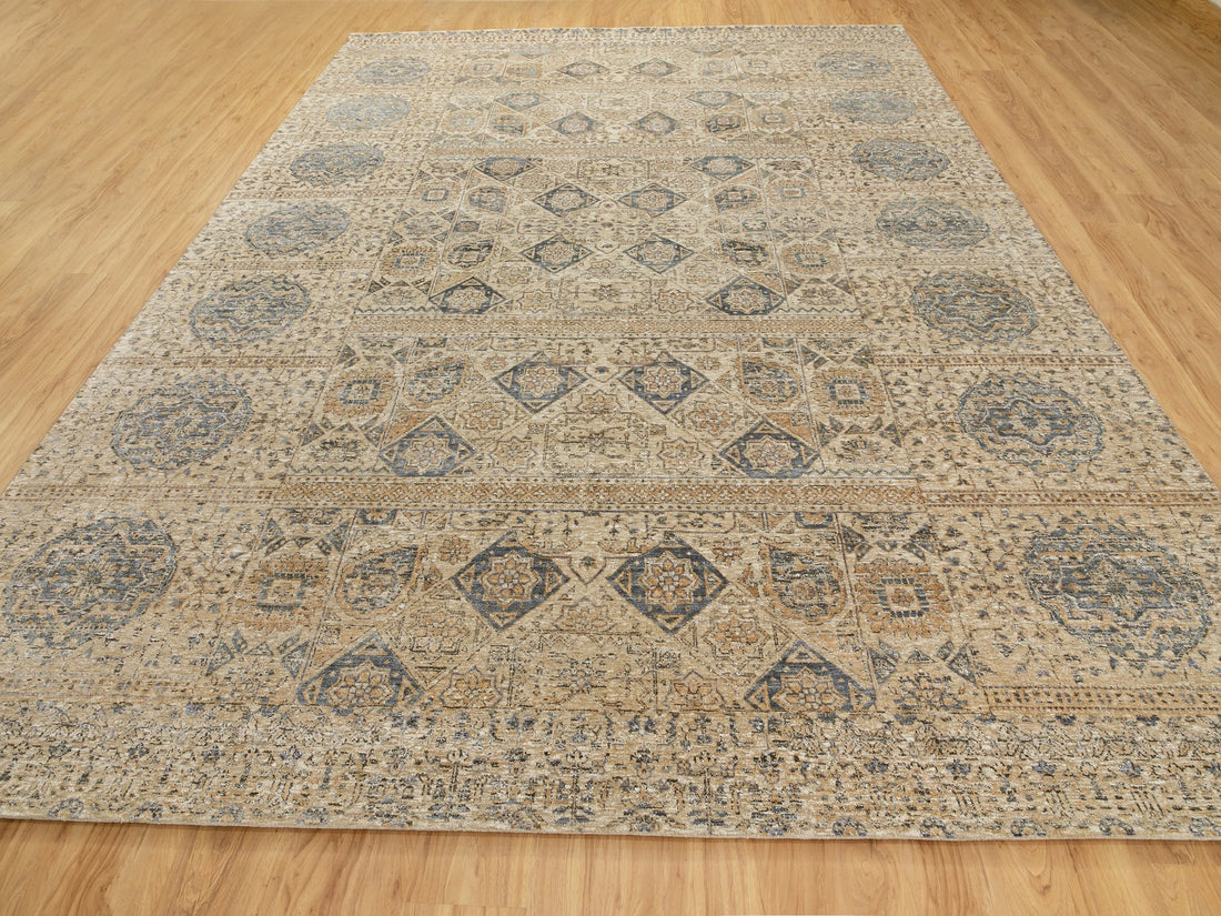 9'2" x 12'2" | Caramel Mamluk Rug | Wool and Silk | 24660