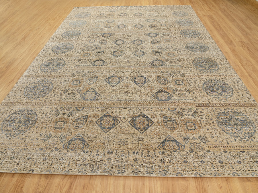 9'2" x 12'2" | Caramel Mamluk Rug | Wool and Silk | 24660