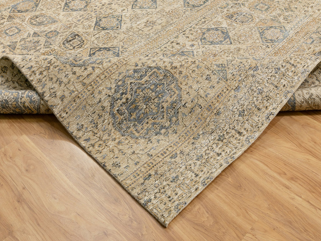 9'2" x 12'2" | Caramel Mamluk Rug | Wool and Silk | 24660