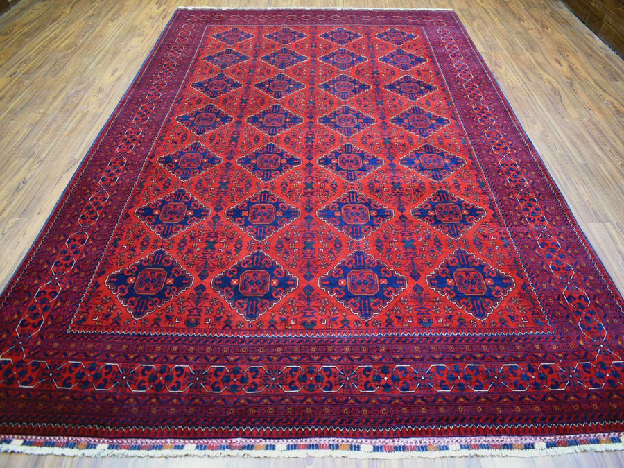 8'1" x 11'10" | Red Khamyab Tribal Rug | Wool | 24664