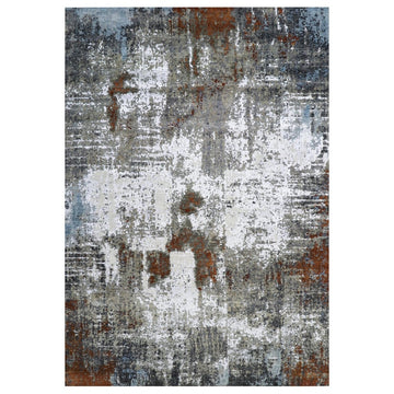 10'0" x 14'3" | Rust Slate Abstract Rug | Wool and Silk | 24672