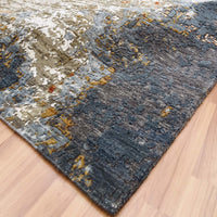 9'1" x 12'3" | Blue Red Abstract Rug | Wool | 24674