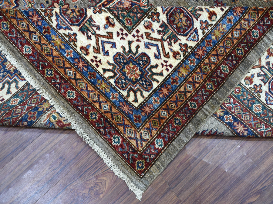 9'9" x 12'10" | Grey Multi Kazak Rug | Wool | 24679