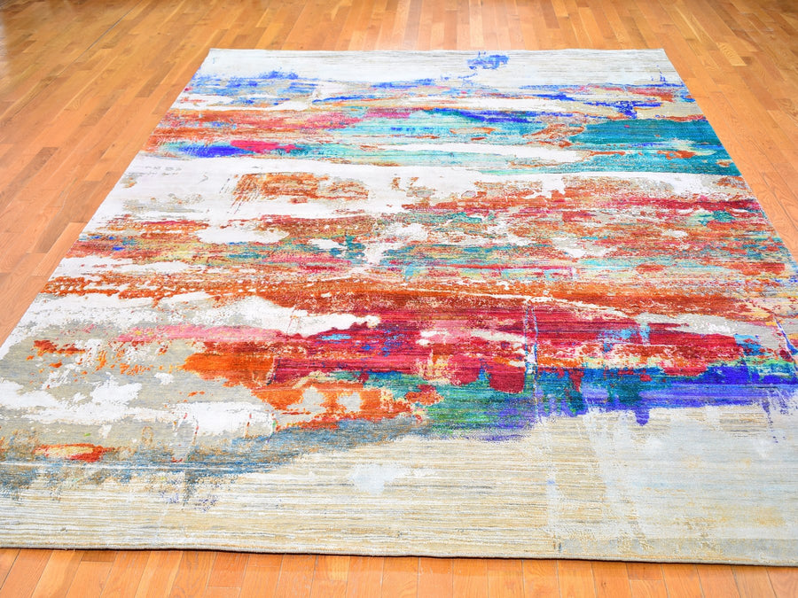 9'0" x 12'3" | Bright Abstract | Wool and Silk | 24680