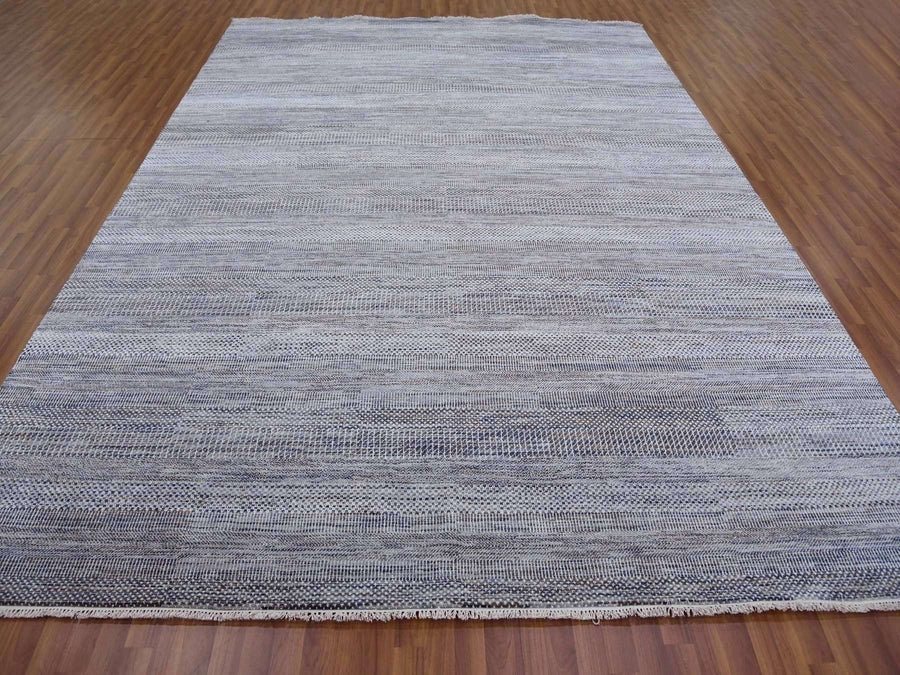 9'0" x 12'3" | Grey Grass Rug | Wool and Silk | 24681