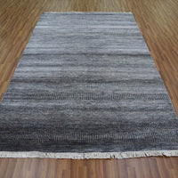 6'2" x 9'0" | Charcoal Grass Design | Wool and Silk | 24689