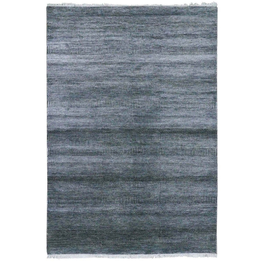 6'2" x 9'0" | Charcoal Grass Design | Wool and Silk | 24689