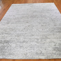 8'10" x 12'0" | Ivory Silver Erased Rug | Wool and Silk | 24690