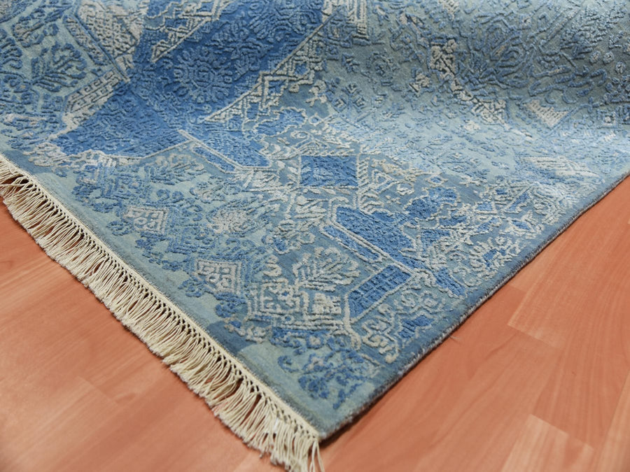 9'0" x 12'0" | Blue Jewellery Design | Wool and Silk | 24693
