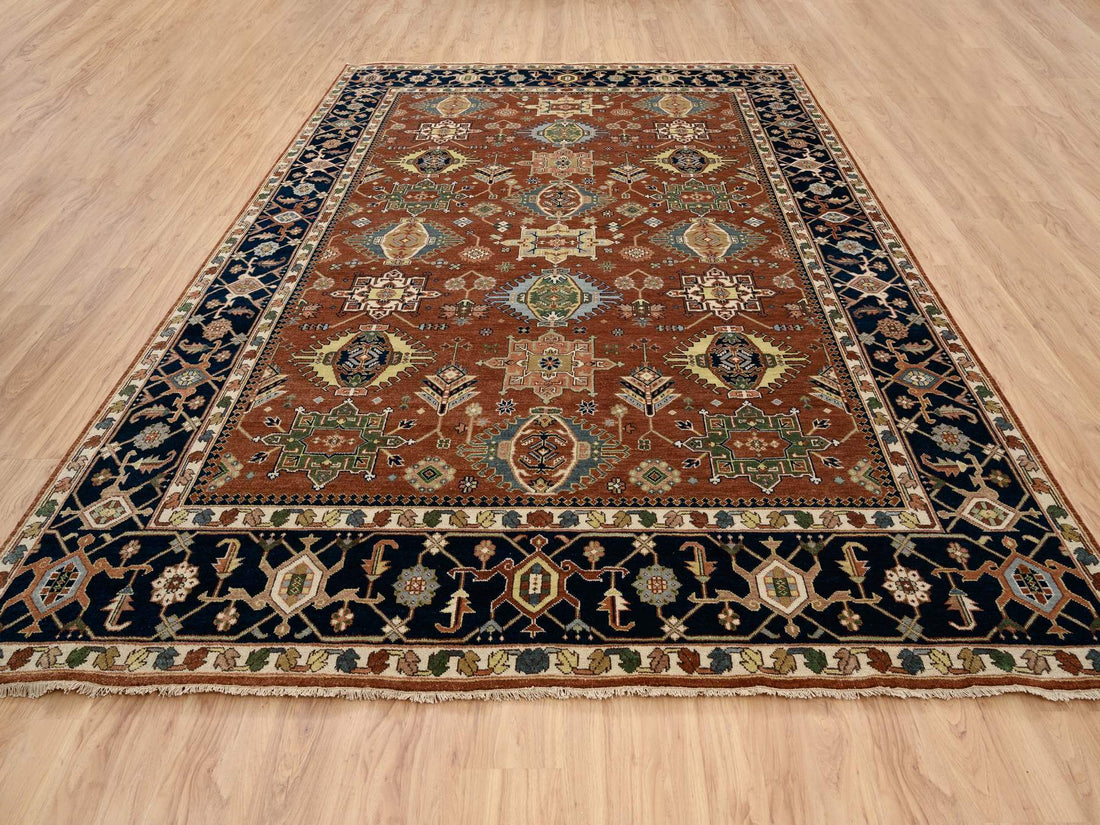 9'0" x 12'0" | Honey Brown Heriz | Wool | 24695