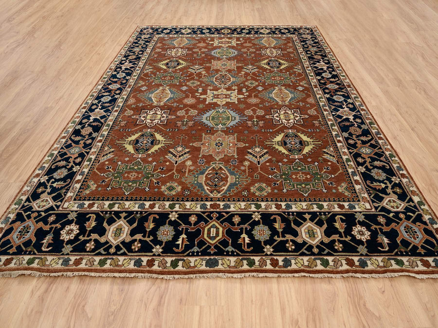 9'0" x 12'0" | Honey Brown Heriz | Wool | 24695