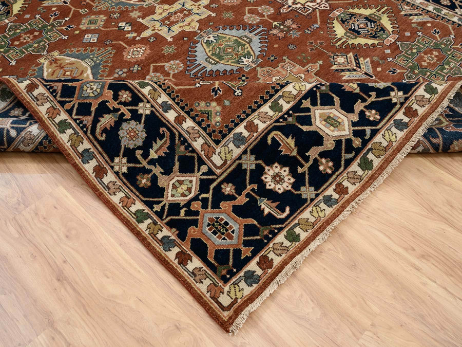 9'0" x 12'0" | Honey Brown Heriz | Wool | 24695