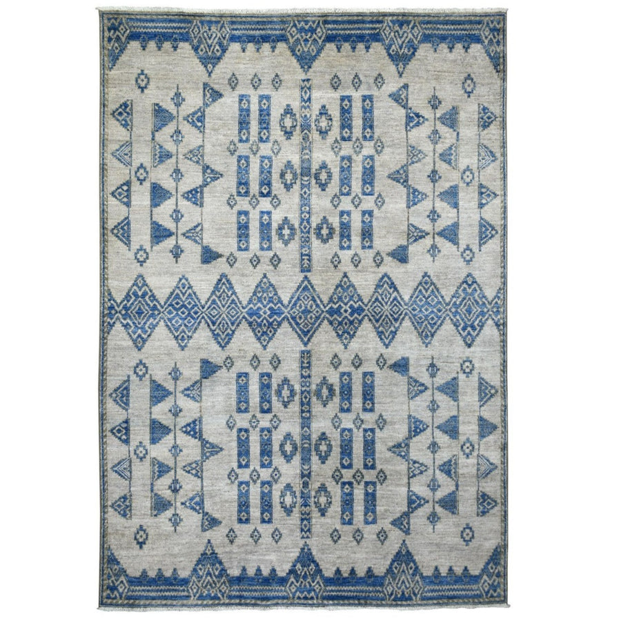 6'0"x8'7" | Blue Grey Berber Rug | Wool | 24699