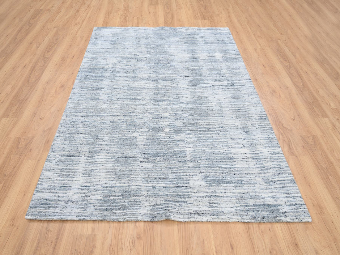 5'6" x 8'0" | Undyed Abstract Rug | Wool and Silk | 24700