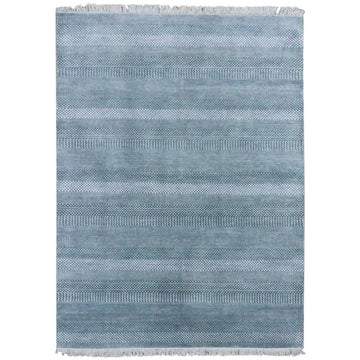 5'0"x7'3" | Grey Grass Rug | Wool and Silk | 24701