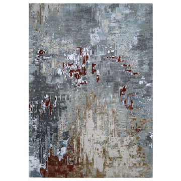 10'1" x 14'4" | Slate Rust Abstract | Wool and Silk | 25104