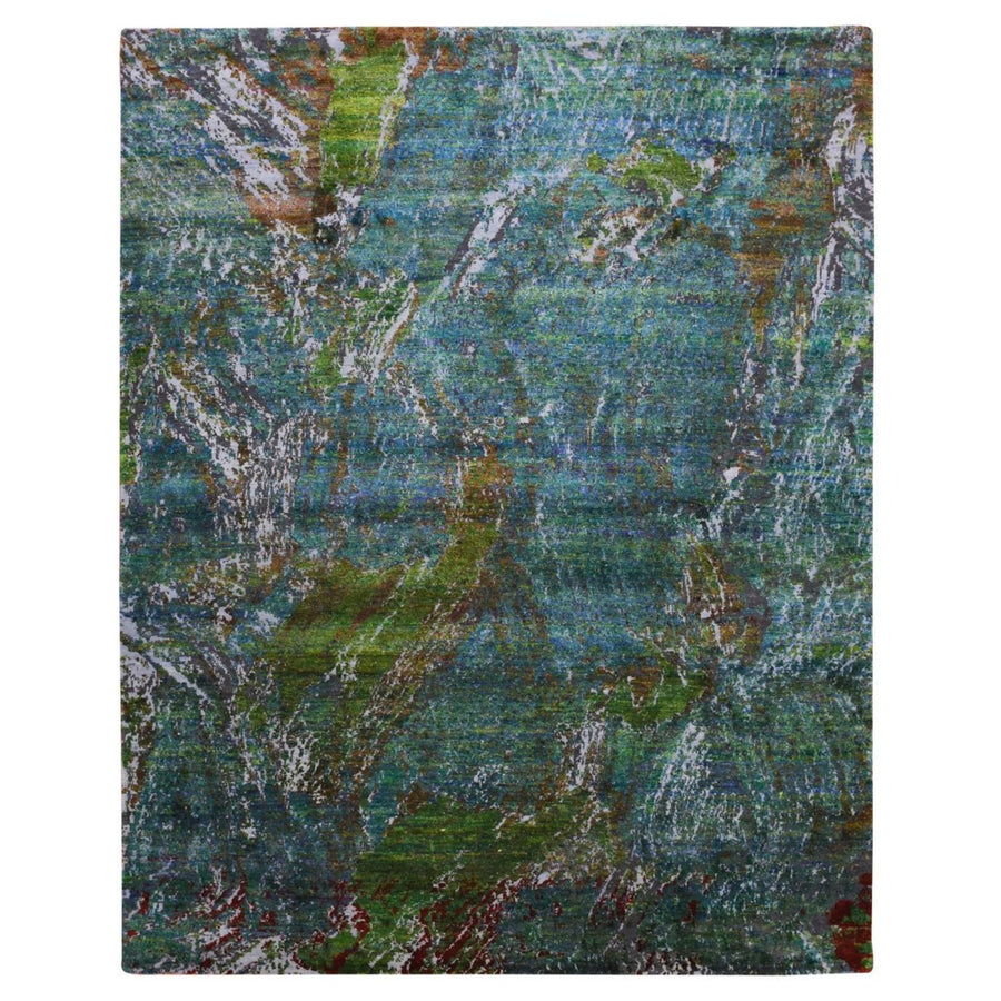 8'0" x 9'10" | Oceanic Abstract | Wool and Silk | 25107