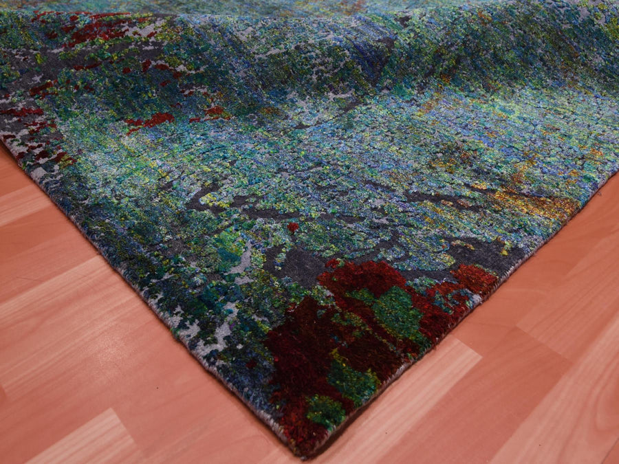 8'0" x 9'10" | Oceanic Abstract | Wool and Silk | 25107